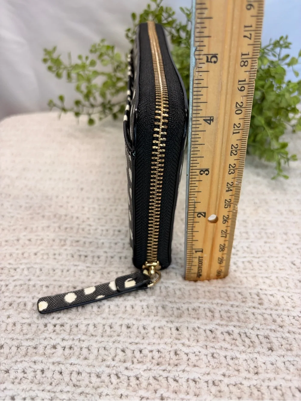 kate spade Black and White Polka Dot Zip Wallet